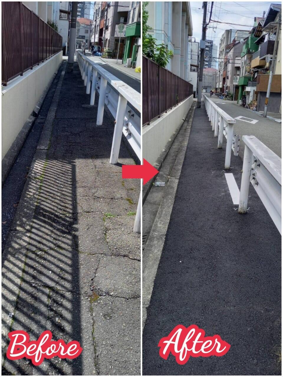 「泉尾東小学校」西側歩道の修繕